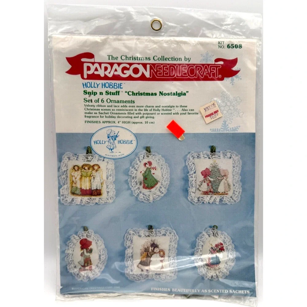 Lot 2 Paragon Holly Hobbie Sniff n Stuff Christmas Ornament Kit 6609 6508 Sealed
